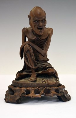 Lot 349 - Chinese carved boxwood figure of an Ascetic Luohan, possibly Buddha Shakyamuni