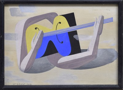 Lot 456 - Jacob Drew A.R.C.A. (British, 20th century) - Gouache heightened with white on paper - 'Music'