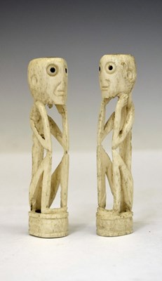 Lot 272 - Ethnographica - Pair of carved bone ancester figures - possibly Tuntun, Timor, Indonesia