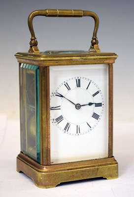 Lot 534 - Early 20th century French brass cased carriage clock