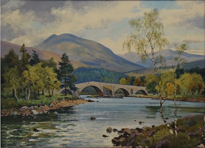 Lot 493 - George Melvin Rennie (1874-1953) - Oil on canvas - Rural scene with bridge