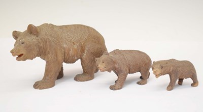 Lot 306 - Three early 20th century German Black Forest carved wooden bears