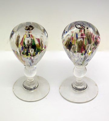Lot 308 - Two mid 19th century glass pedestal or stem paperweights