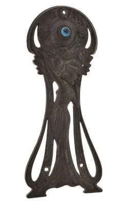 Lot 254 - French Art Nouveau pressed pewter doorbell
