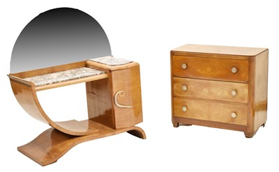 Lot 600 - Art Deco walnut dressing table and chest of drawers