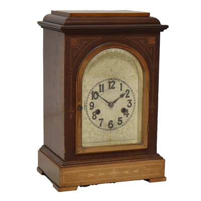 Lot 533 - Hamburg American Clock Co. - Early 20th century inlaid mahogany bracket clock