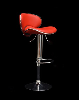 Lot 607 - Modern red covered bar stool