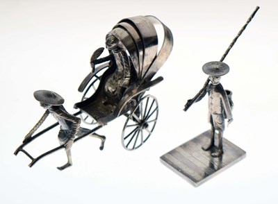 Lot 234 - Two Chinese novelty miniature white metal figures
