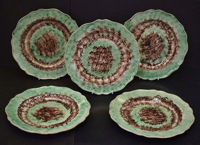 Lot 313 - Five Staffordshire creamware Whieldon type plates