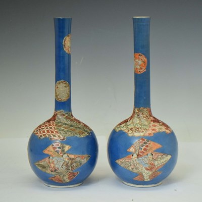 Lot 449 - Pair of early 20th century Japanese bottle vases