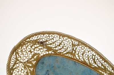 Lot 62 - Iranian turquoise filligree yellow metal pendant necklace