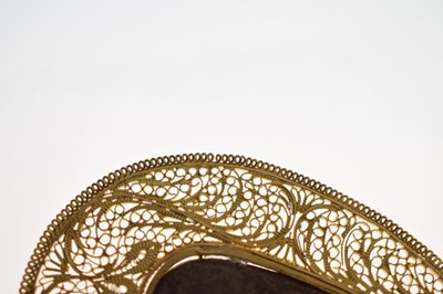 Lot 62 - Iranian turquoise filligree yellow metal pendant necklace