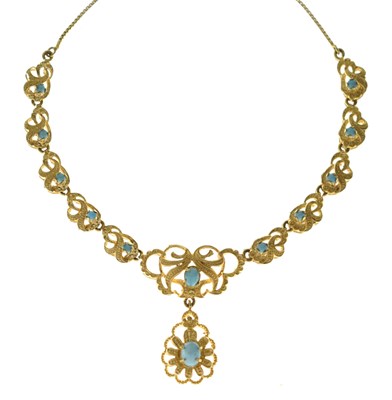 Lot 63 - Iranian turquoise yellow metal necklace