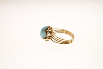 Lot 25 - Iranian turquoise unmarked yellow metal dress ring
