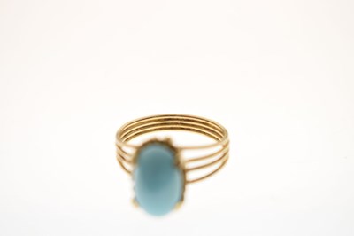 Lot 25 - Iranian turquoise unmarked yellow metal dress ring