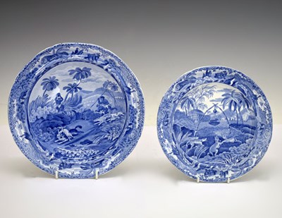 Lot 317 - Two items of Spode Indian Sporting Series blue transfer printed pottery