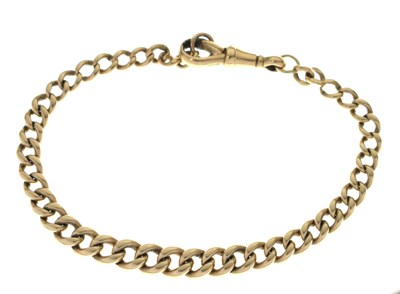 Lot 108 - 9ct gold graduated curb link watch chain