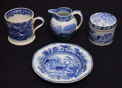 Lot 417 - Four items of 19th century blue transfer printed pottery