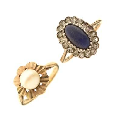 Lot 23 - Two 1960s 9ct gold gem-set dress rings