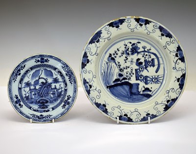 Lot 312 - Two 18th century delftware plates