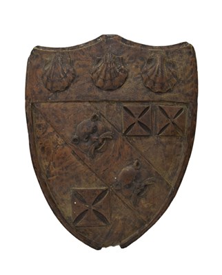 Lot 249 - Decorative 19th century carved elm shield