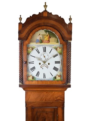 Lot 528 - Second quarter 19th inlaid mahogany-cased 8-day painted dial longcase clock