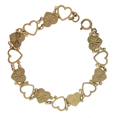 Lot 126 - Heart motif 9ct gold bracelet