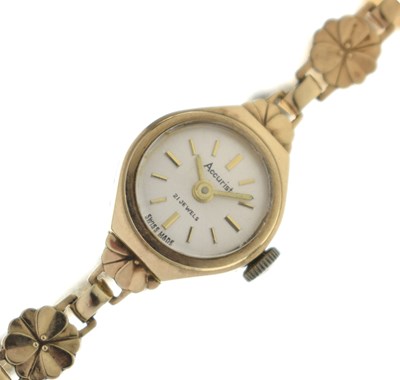 Lot 180 - Accurist - Lady's 9ct gold bracelet watch