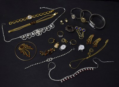 Lot 157 - Quantity of costume jewellery, ladies fashion watches, etc