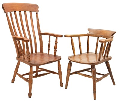Lot 566 - Lath back chair and smoker's bow chair