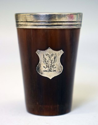 Lot 303 - Victorian silver mounted horn miniature beaker
