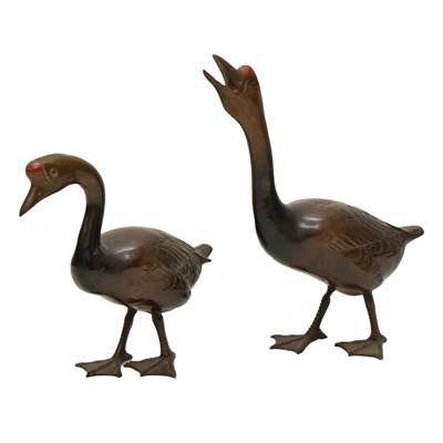 Lot 446 - Pair of modern bronze Chinese geese