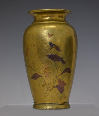 Lot 453 - Japanese Meiji period inlaid polished bronze vase