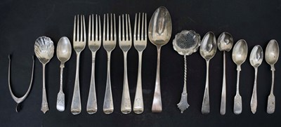 Lot 216 - Collection of assorted silver flatware to include a set of Victorian dessert forks, etc