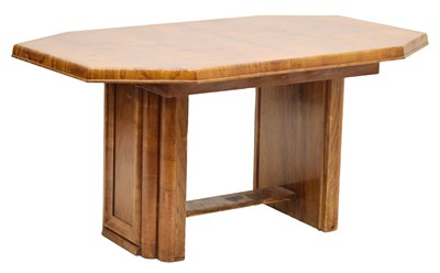 Lot 548 - 1930s Art Deco walnut twin pedestal dining table