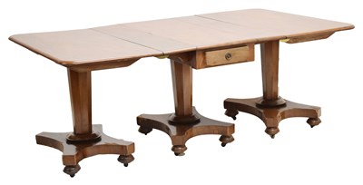 Lot 568 - Victorian mahogany triple pedestal dining table in three sections