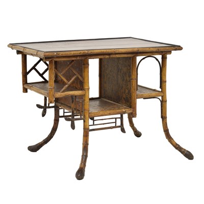 Lot 508 - Late Victorian Aesthetic influence bamboo writing table