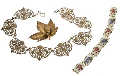 Lot 144 - Group of vintage jewellery comprising an Ivar T Holth enamel bracelet, etc