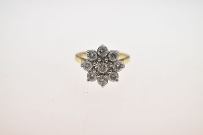 Lot 8 - Diamond 18ct yellow and white gold flower head cluster ring