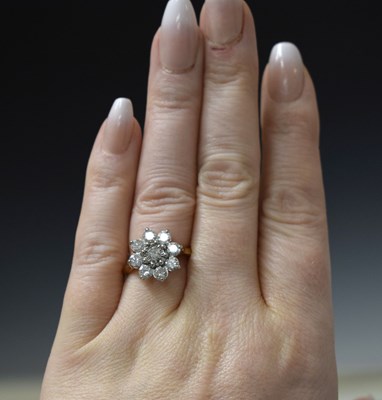 Lot 8 - Diamond 18ct yellow and white gold flower head cluster ring