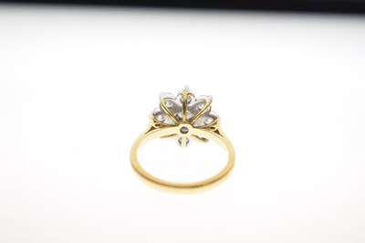 Lot 8 - Diamond 18ct yellow and white gold flower head cluster ring