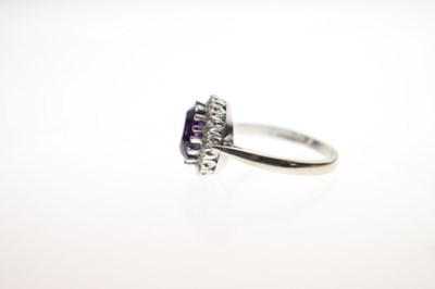 Lot 17 - Amethyst and diamond 18ct white gold cluster ring