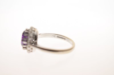 Lot 17 - Amethyst and diamond 18ct white gold cluster ring