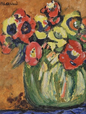 Lot 428 - Follower of James Lawrence Isherwood, (1917-1989) - Oil on board - Still life with vase of flowers