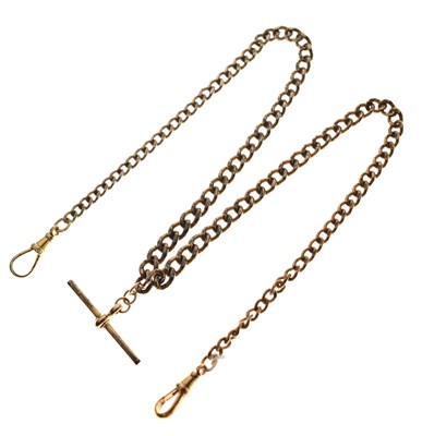 Lot 111 - 9ct rose gold graduated curb link Albert watch chain