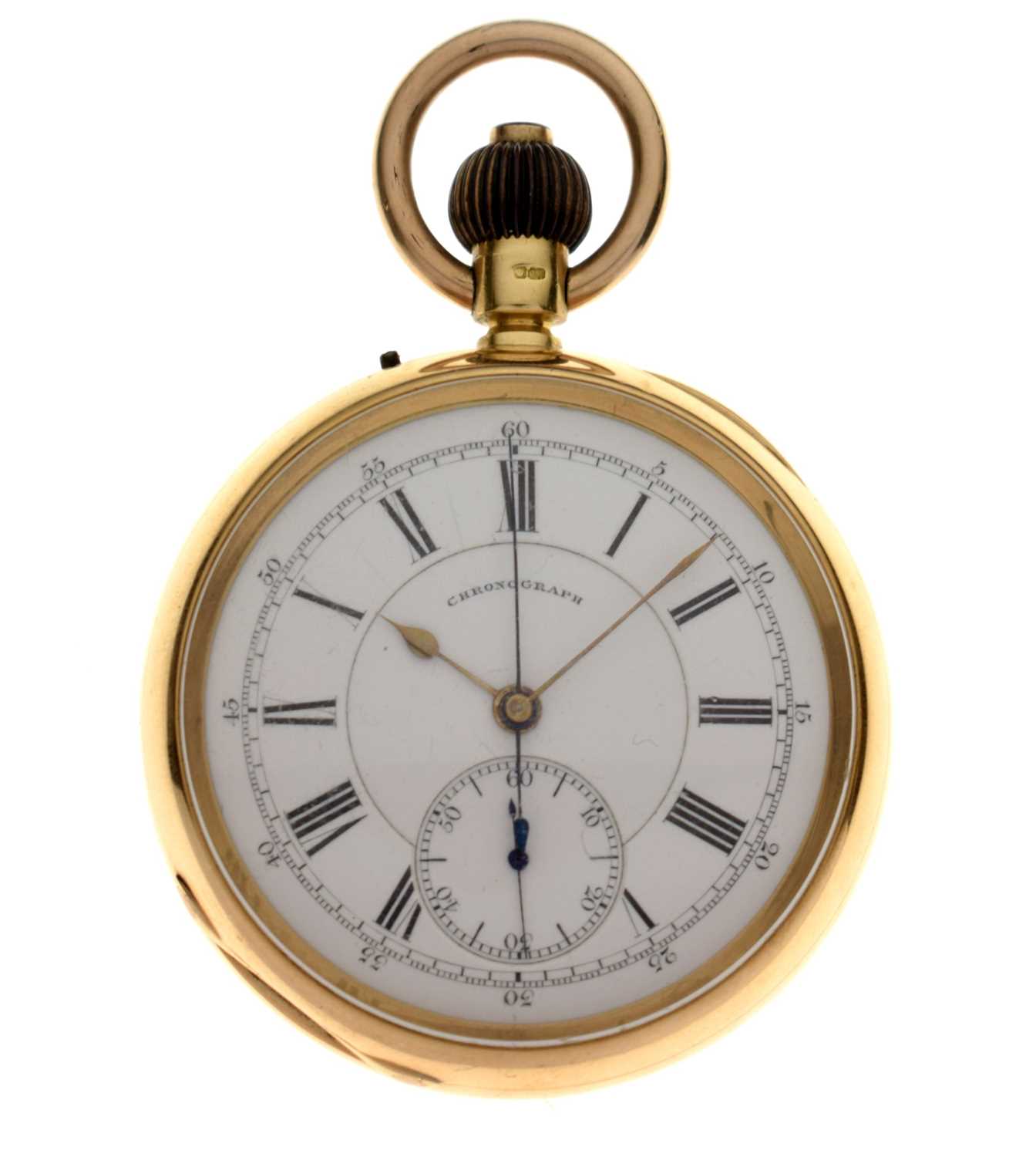 Lot 143 - Late Victorian 18ct gold chronograph pocket watch, John Cashmore, Finsbury