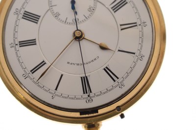Lot 143 - Late Victorian 18ct gold chronograph pocket watch, John Cashmore, Finsbury