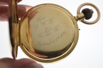 Lot 143 - Late Victorian 18ct gold chronograph pocket watch, John Cashmore, Finsbury