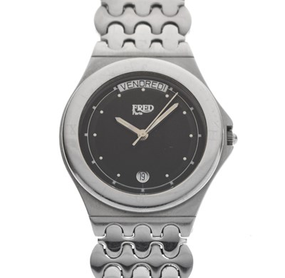 Lot 201 - Fred, Paris - 'La Tigresse' stainless steel bracelet watch
