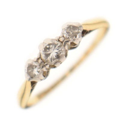 Lot 3 - Diamond three stone ring, stamped '18ct & Plat'